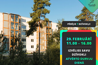 Tuvidos pieejami vēl tikai 7 dzīvokļi – izvēlies savējo Atvērto durvju dienā!