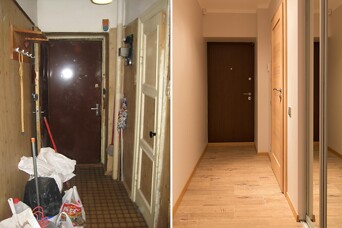 Pirms un pēc: kā vecmāmiņas Hruščova dzīvokli pārvērta omulīgā "ligzdiņā"